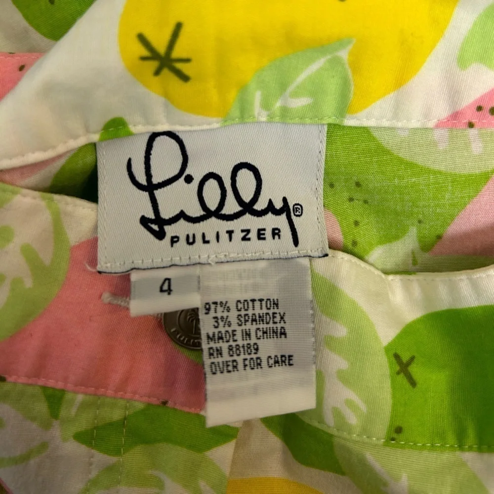 LILLY Pulitzer Lemonade Orange Blossom High Rise Shorts Rare Classic Vintage 4 - Picture 7 of 8